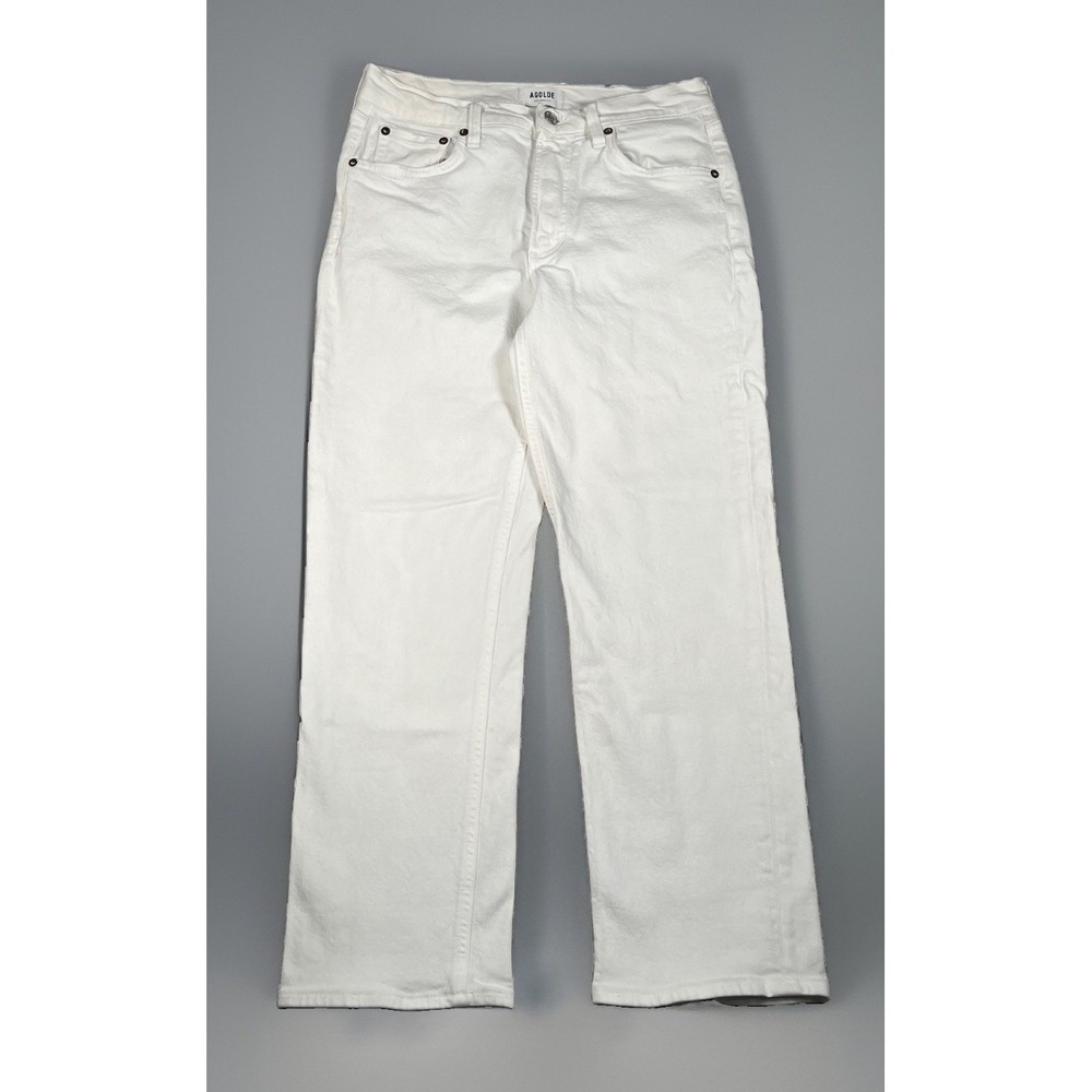 AGOLDE Kye Mid Rise Straight Crop Jeans White Size 27 x27 Stretch Denim